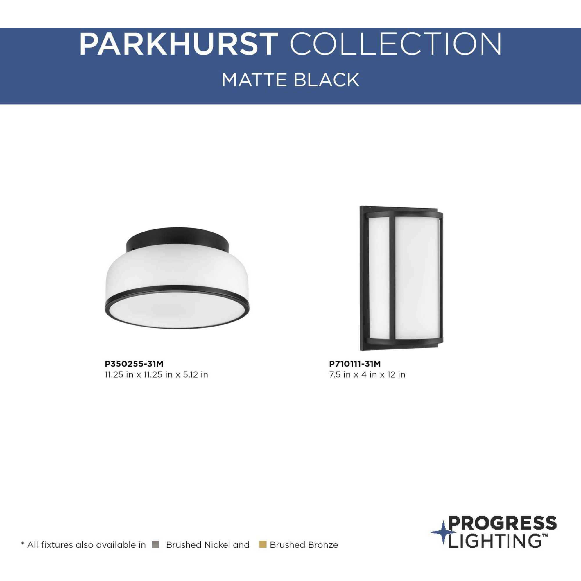 Parkhurst 2 Light 11.25 inch Matte Black Flush Mount Ceiling Light