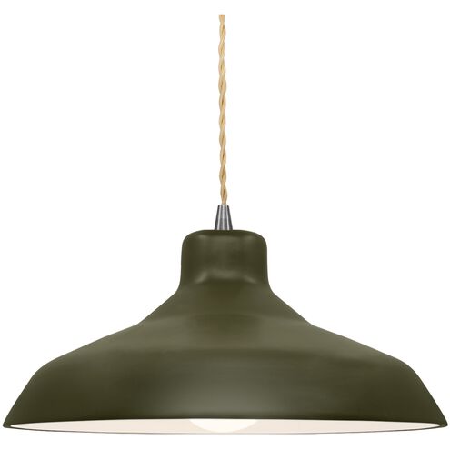 Radiance LED 13.5 inch Matte Green and Brushed Nickel Pendant Ceiling Light