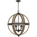 Fusion 6 Light 25 inch Rustic Black Pendant Ceiling Light