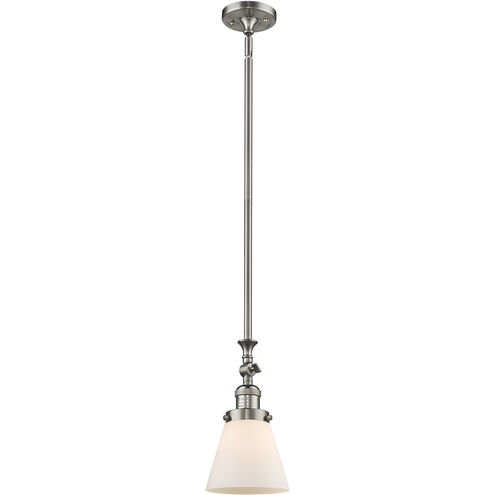 Franklin Restoration Cone LED 6 inch Brushed Satin Nickel Mini Pendant Ceiling Light in Matte White, Franklin Restoration
