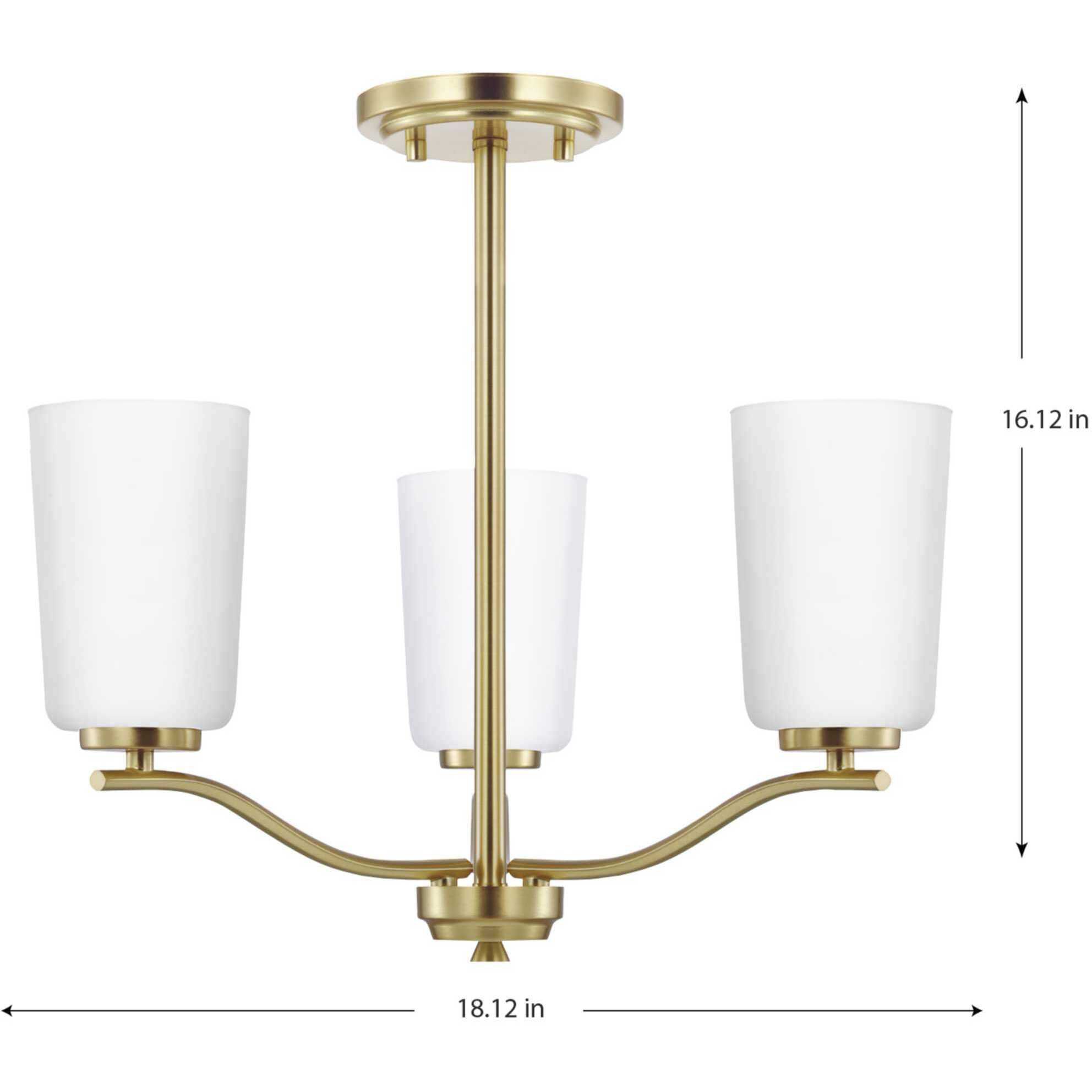Adley 3 Light 18.12 inch Satin Brass Semi-Flush Convertible Light Ceiling Light