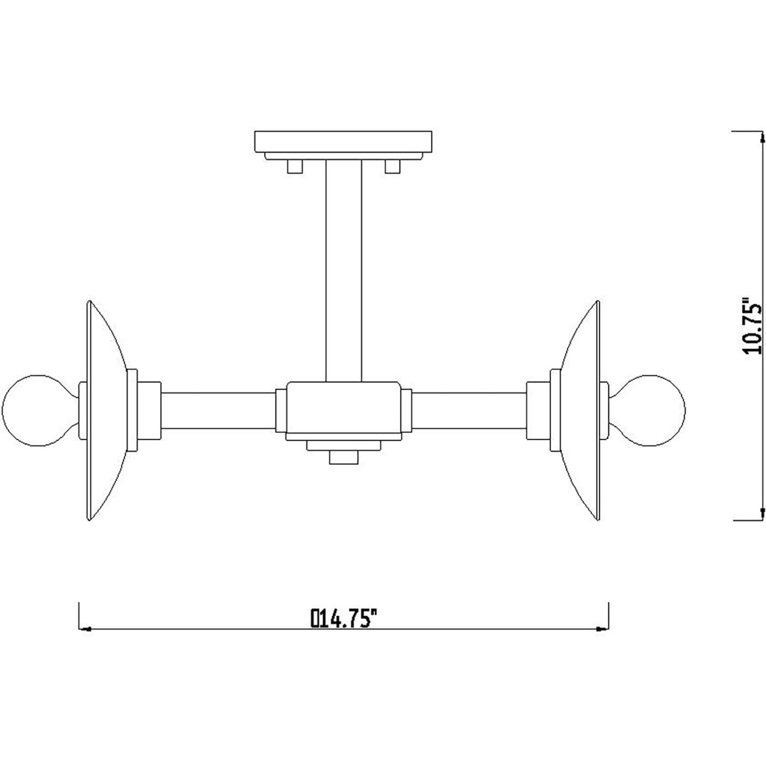 Litto 3 Light 14.75 inch Brushed Gold Semi-Flush Mount Ceiling Light