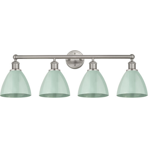 Plymouth Dome 4 Light 34.5 inch Brushed Satin Nickel Bath Vanity Light Wall Light in Seafoam
