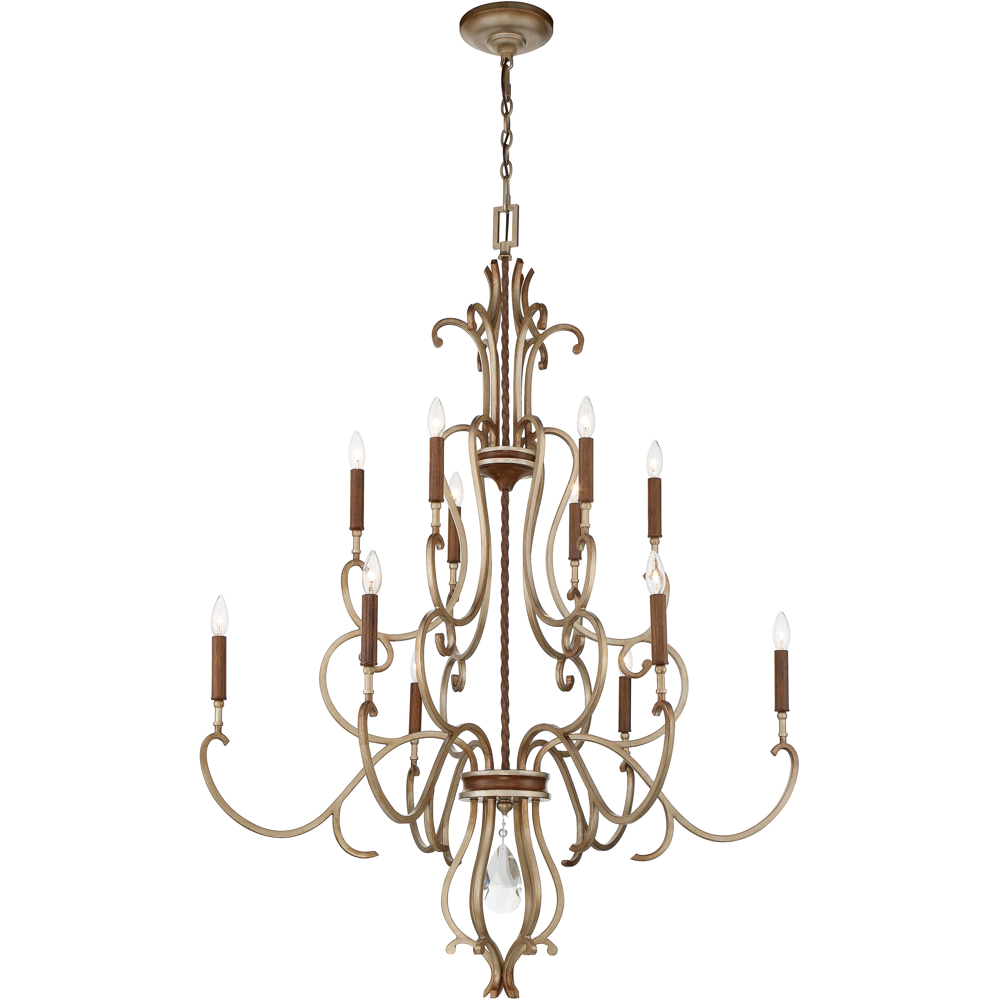 Magnolia Manor 12 Light 42 inch Pale Gold with Distressed Bronze Chandelier Ceiling Light