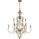 Magnolia Manor 12 Light 42 inch Pale Gold with Distressed Bronze Chandelier Ceiling Light