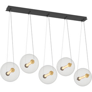 Otto LED 57 inch Black with Brass Accents Pendant Ceiling Light, Sphere