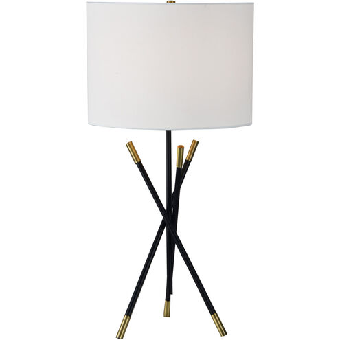 Hudswell 27 inch 100 watt Antique Brass Table Lamp Portable Light, Small