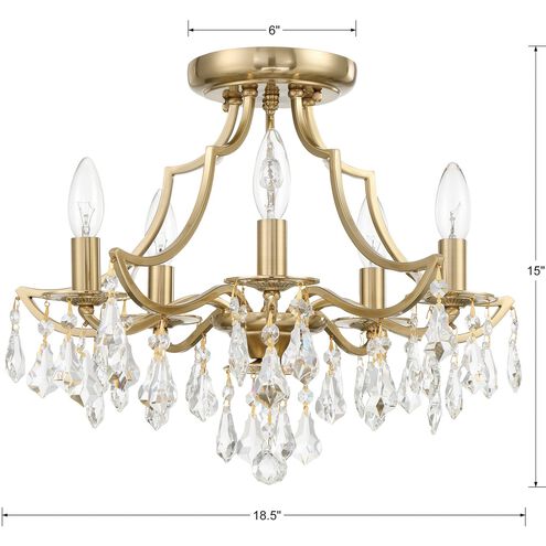 Cedar 5 Light 18.5 inch Vibrant Gold Semi Flush Ceiling Light in Clear Hand Cut