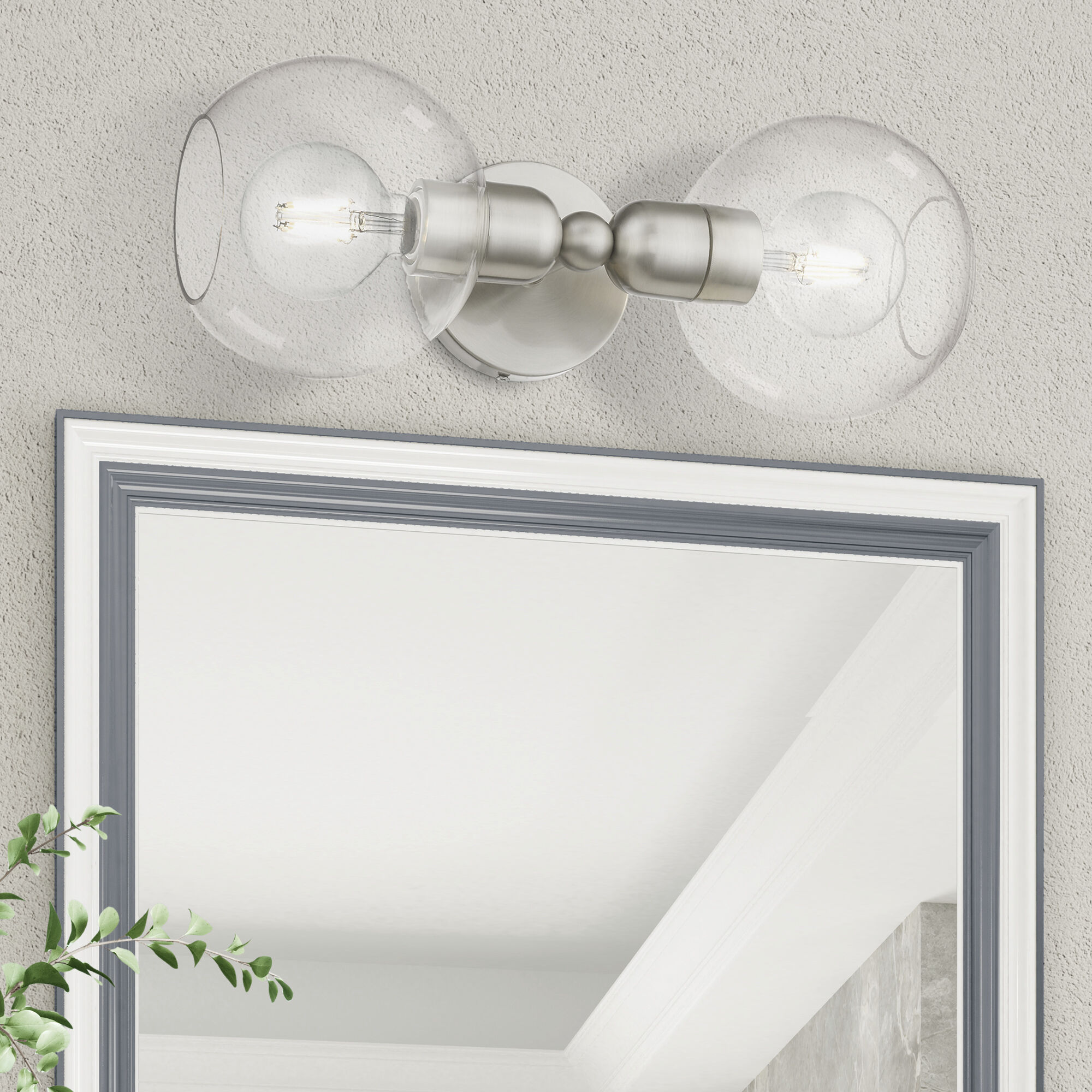 Downtown 2 Light 7 inch Brushed Nickel Vanity Sconce Wall Light, Sphere