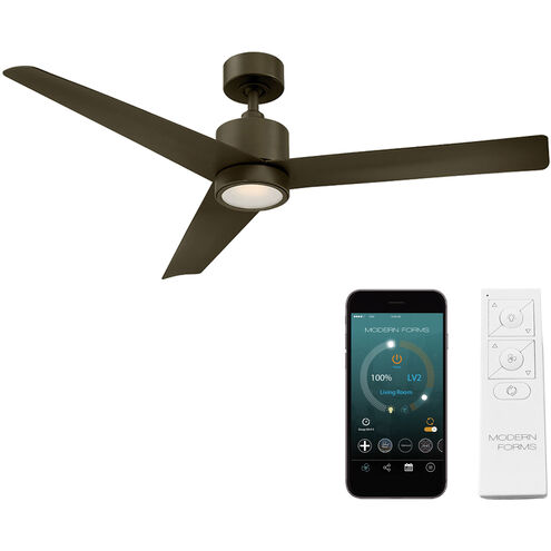 Lotus 54 inch Bronze Ceiling Fan in 3000K, Smart Ceiling Fan