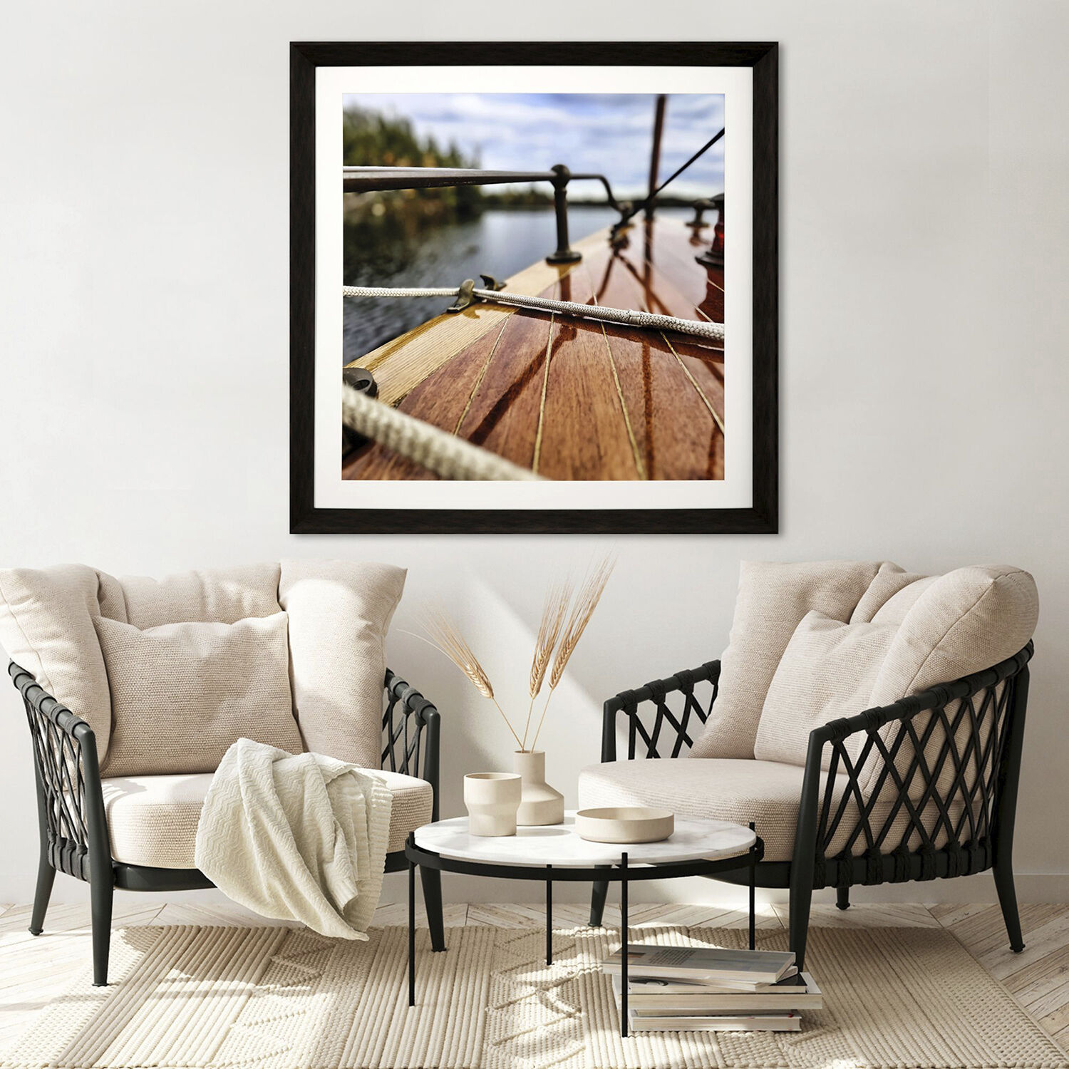 Lake Life Brown and Blue and Multi Framed Art