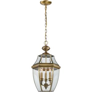 Ashford 3 Light 12 inch Antique Brass Outdoor Pendant, Large