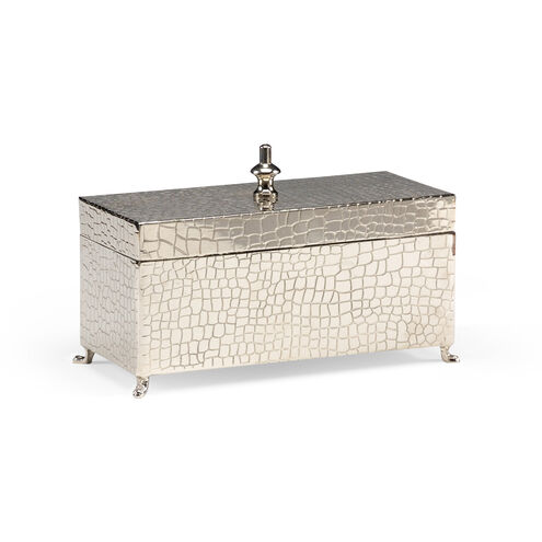 Wildwood 9 X 4 inch Hide Detail/Nickel Plated Footed Box