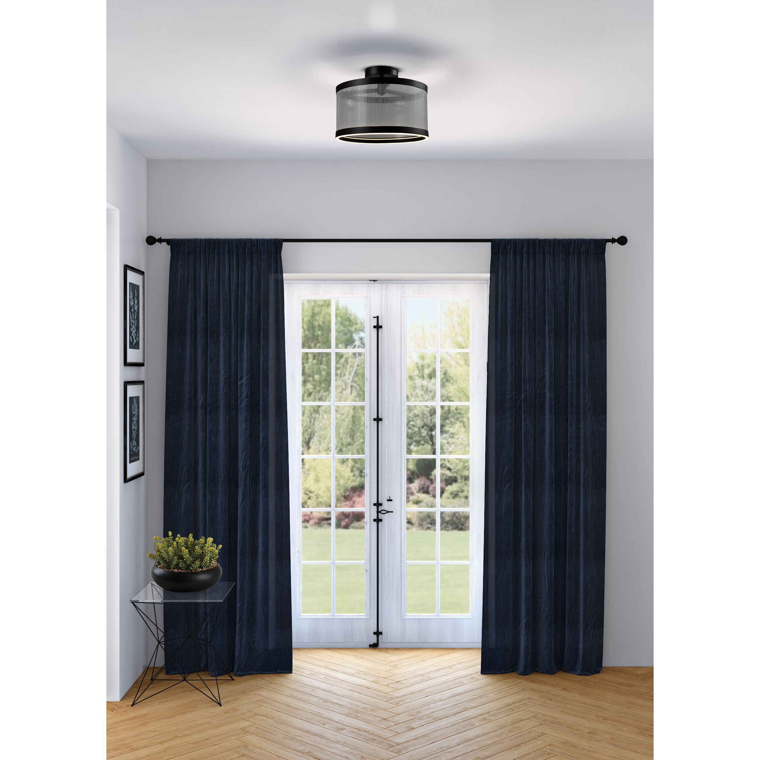 Cora LED 14.96 inch Black and Black Semi Flush Mount Ceiling Light