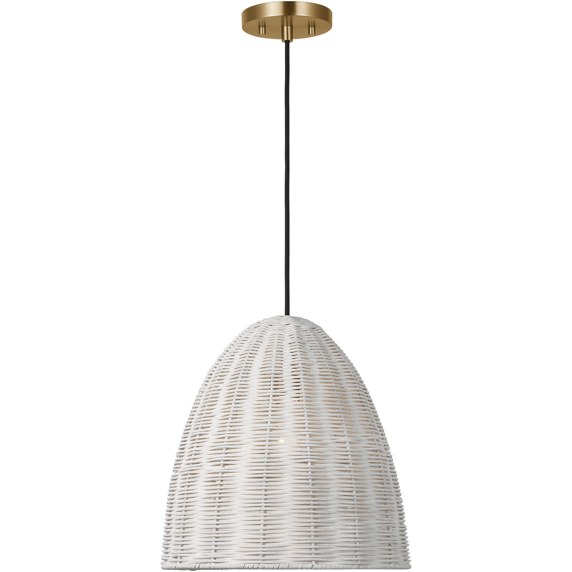 Sean Lavin Norman Pendant Ceiling Light in Satin Brass with Chalk Wicker