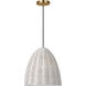 Sean Lavin Norman 1 Light 13.38 inch Satin Brass with Chalk Wicker Pendant Ceiling Light