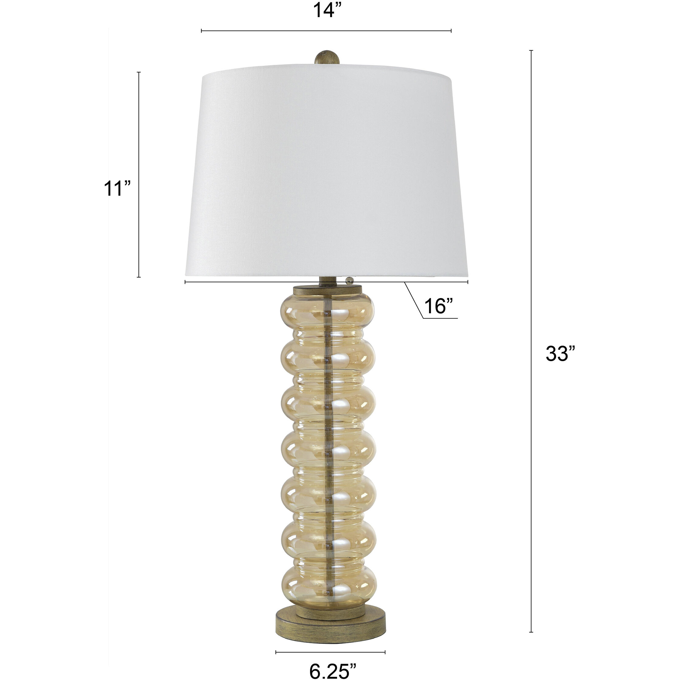 Emma 32 inch 100.00 watt Amber Opulance Table Lamp Portable Light