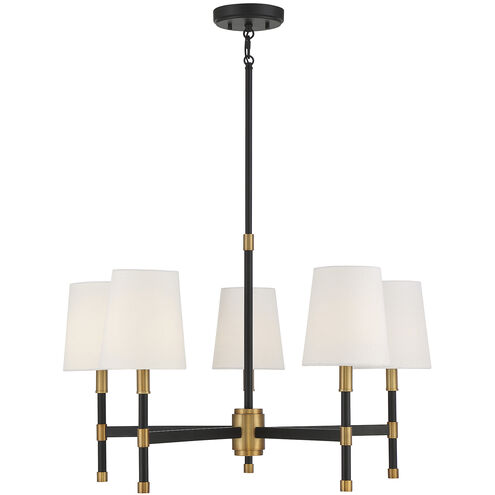 Brody 5 Light 28 inch Black with Warm Brass Accents Chandelier Ceiling Light, Essentials