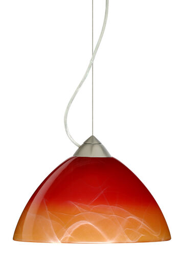 Tessa 1 Light Satin Nickel Pendant Ceiling Light in Solare Glass, Incandescent