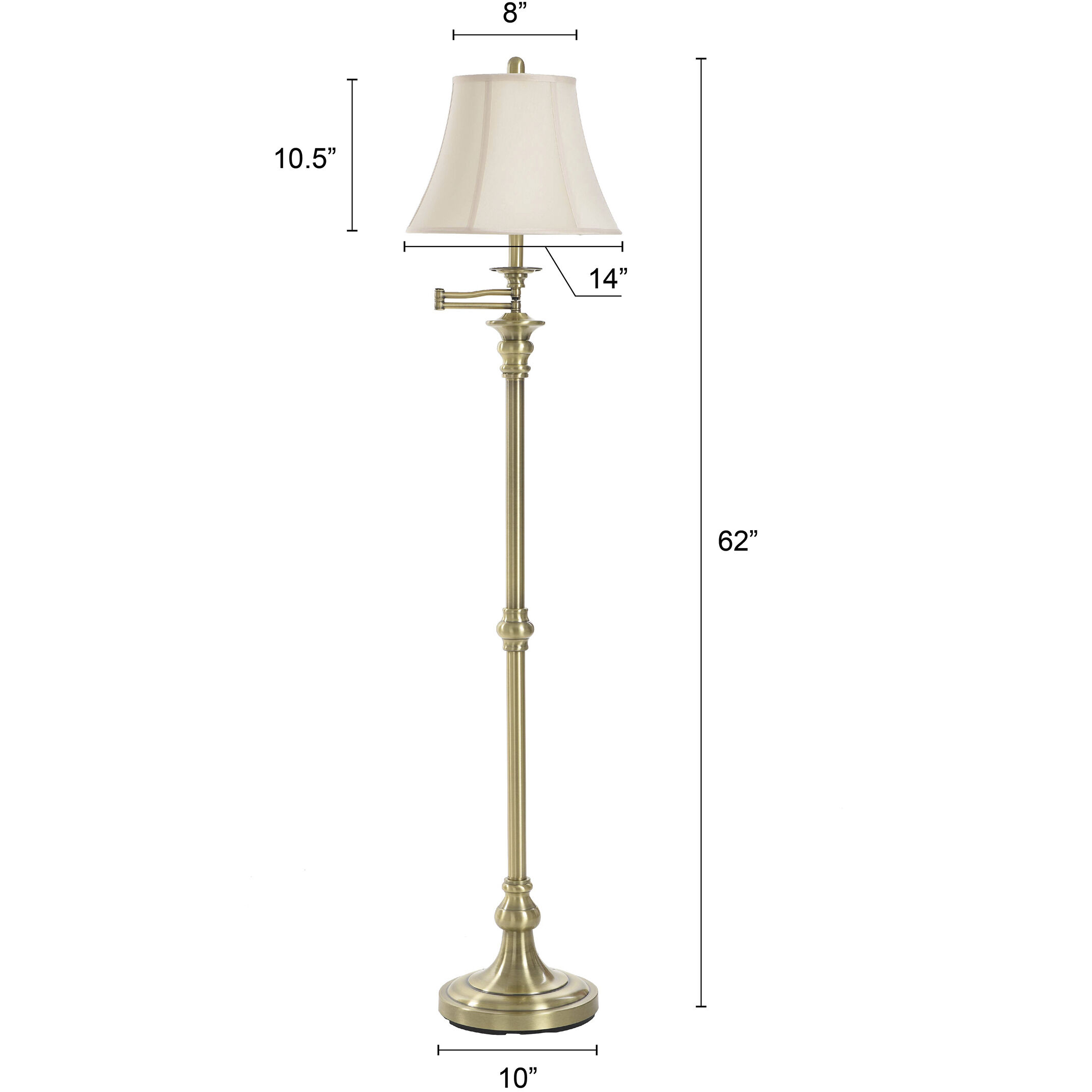Signature 62 inch 100 watt Antique Brass Floor Lamp Portable Light