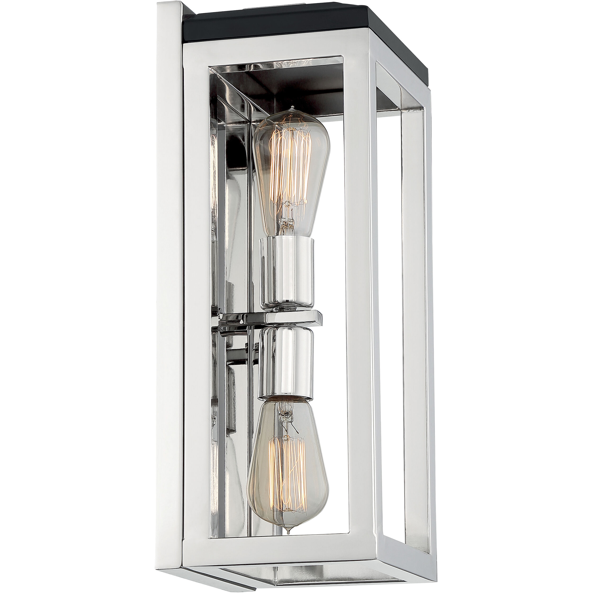 Cakewalk 2 Light 7.13 inch Polished Nickel and Black Accents Vanity Light Wall Light