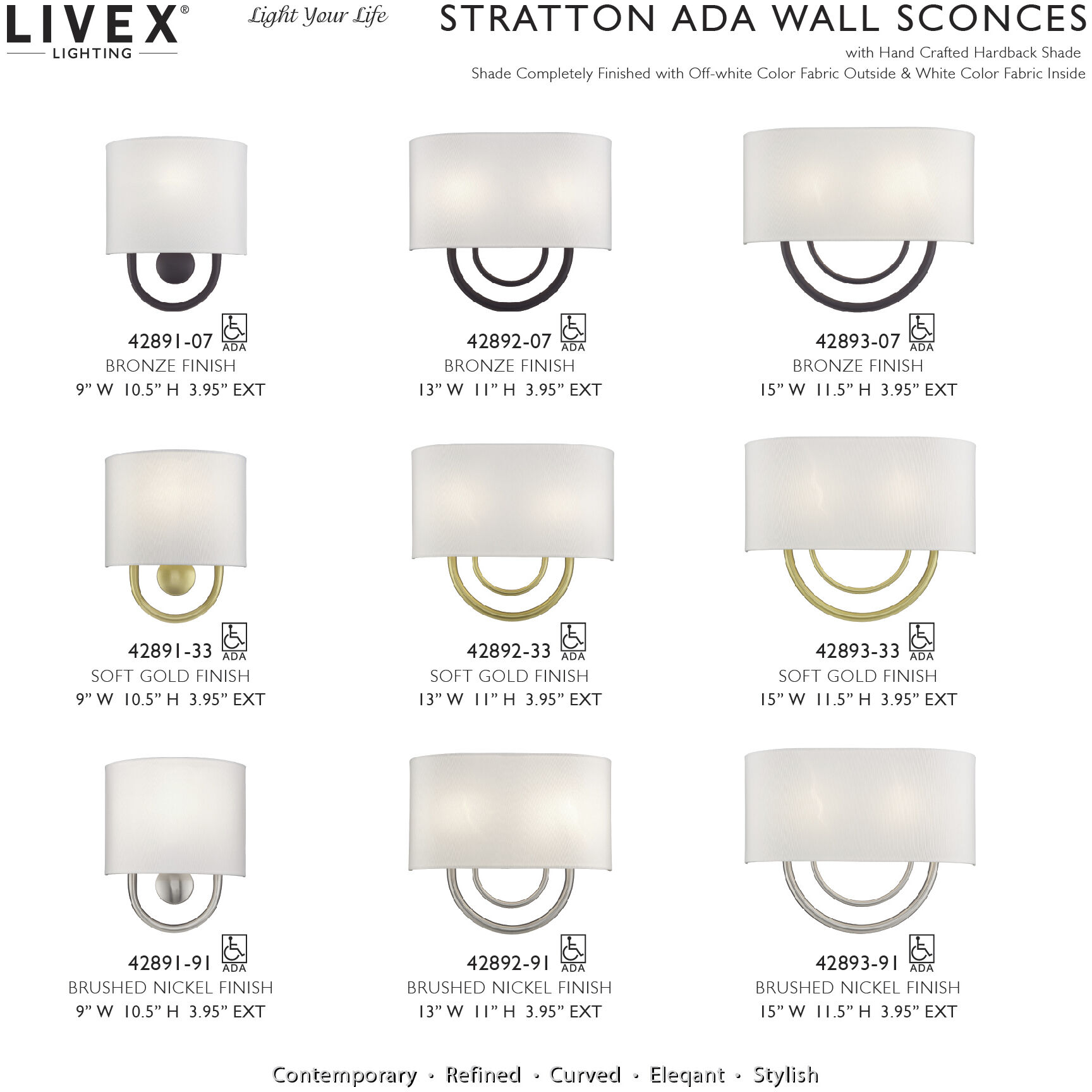 Stratton 2 Light 13 inch Brushed Nickel ADA Wall Sconce Wall Light