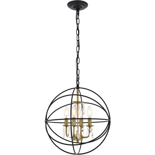 Wallace 4 Light 16 inch Matte Black and Brass Pendant Ceiling Light