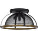 Longmont 3 Light 16 inch Black and Wood Semi Flush Mount Ceiling Light