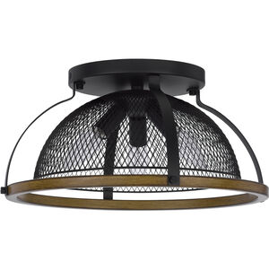 Longmont 3 Light 16 inch Black and Wood Semi Flush Mount Ceiling Light