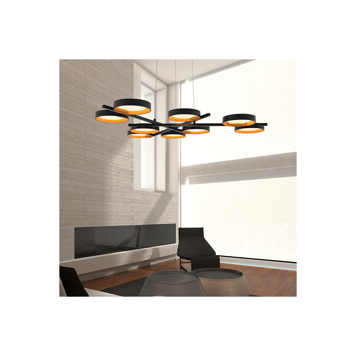 Light Guide Ring LED 38 inch Satin Black Pendant Ceiling Light in White