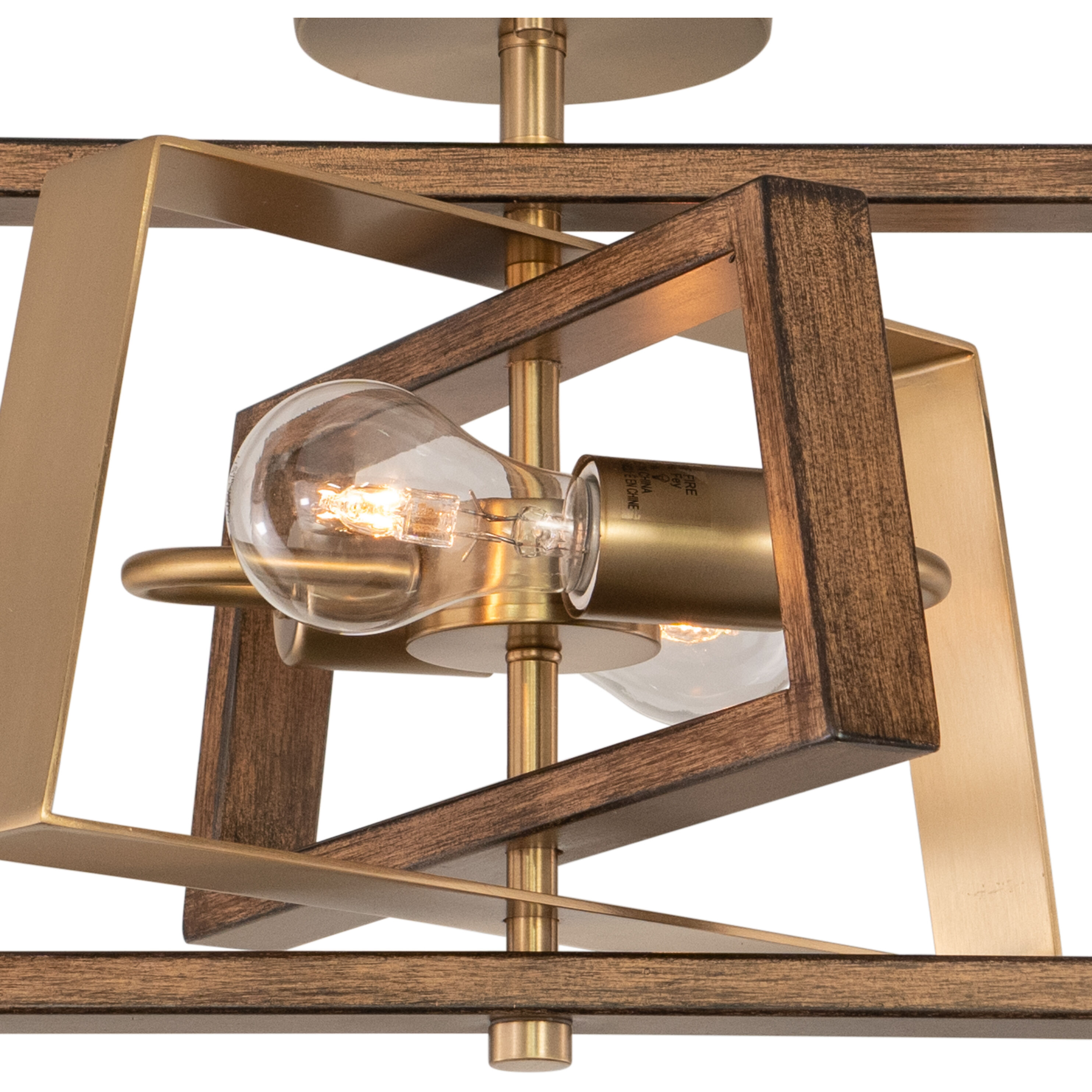 Dunning LED 16 inch Natural Brass and Burnished Chestnut Semi-Flush Mount Ceiling Light