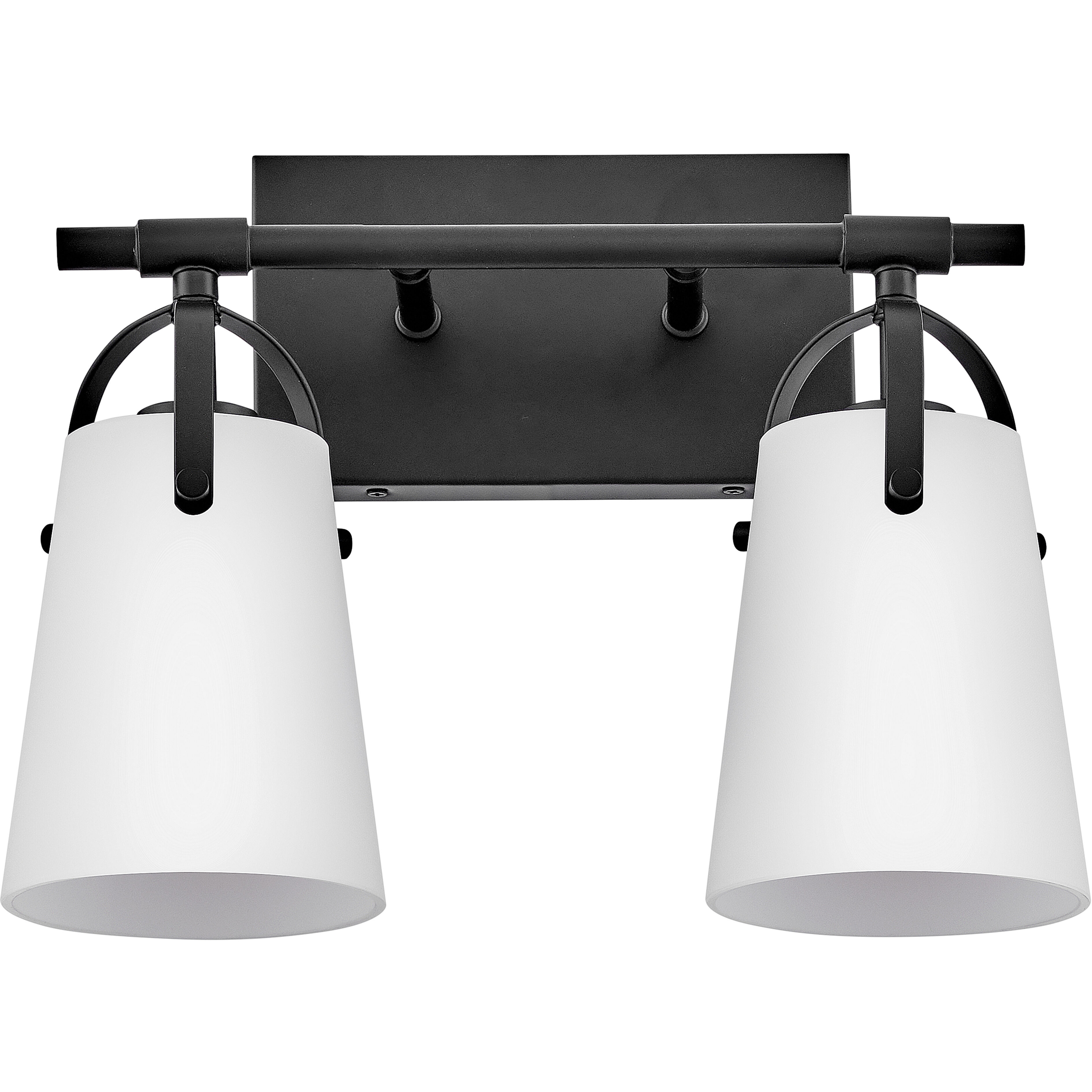 Foster 2 Light 13.75 inch Black Bath Light Wall Light in Etched Opal