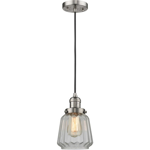 Franklin Restoration Chatham 1 Light 6 inch Brushed Satin Nickel Mini Pendant Ceiling Light in Clear Glass, Franklin Restoration
