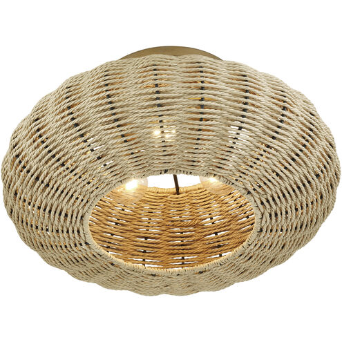 Summervine 3 Light 18 inch Antique Gold Leaf Semi Flush Mount Ceiling Light, Large