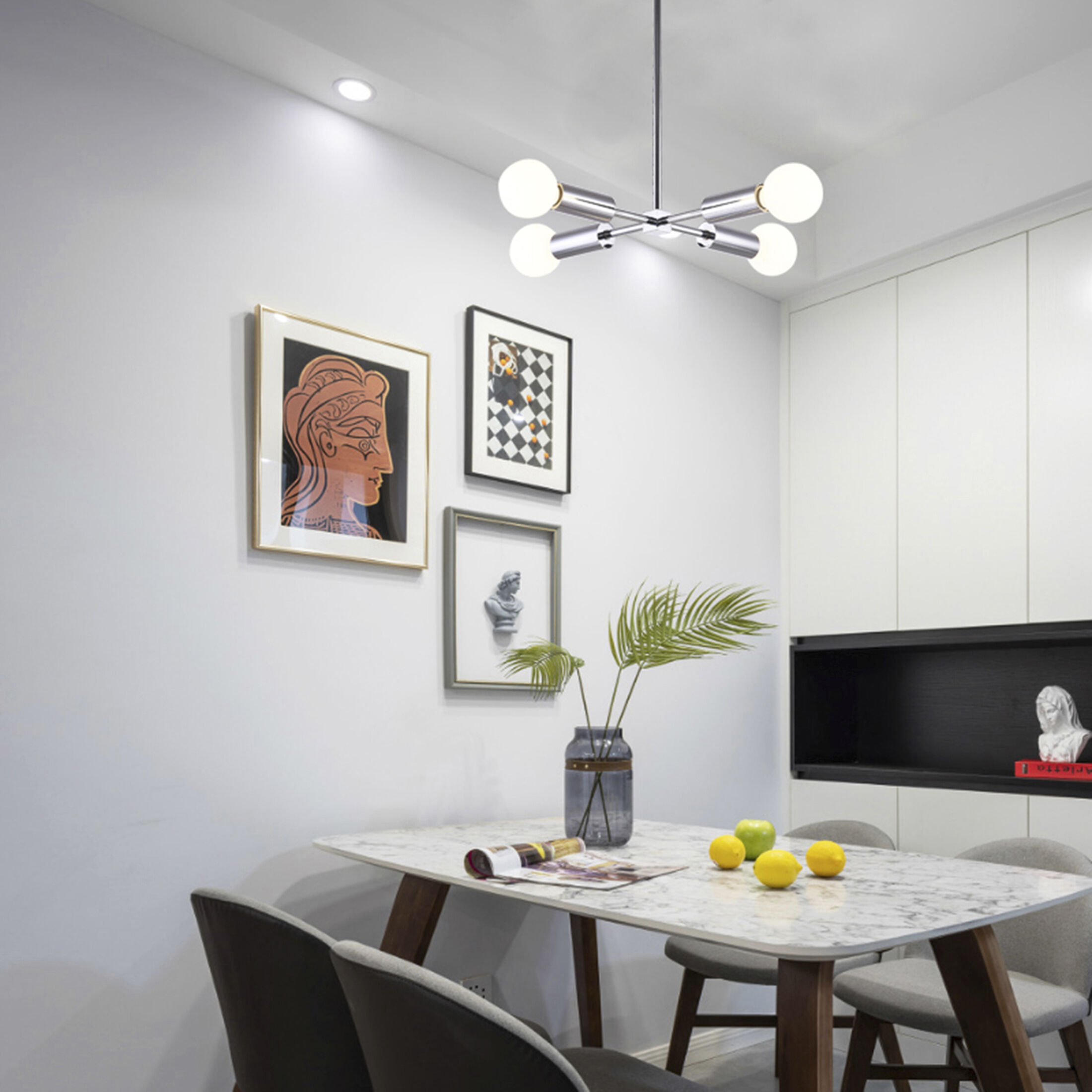 Canada 4 Light 15.75 inch Chrome Chandelier Ceiling Light