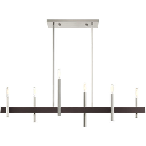 Denmark 6 Light 7 inch Brushed Nickel with Bronze Accents Chandelier Ceiling Light