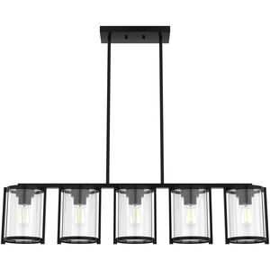 Astwood 5 Light 39 inch Matte Black Linear Chandelier Ceiling Light, Large
