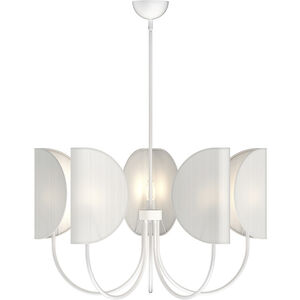 Alora Mood Issa 32 inch Matte White Chandelier Ceiling Light in White and White Cotton Fabric 