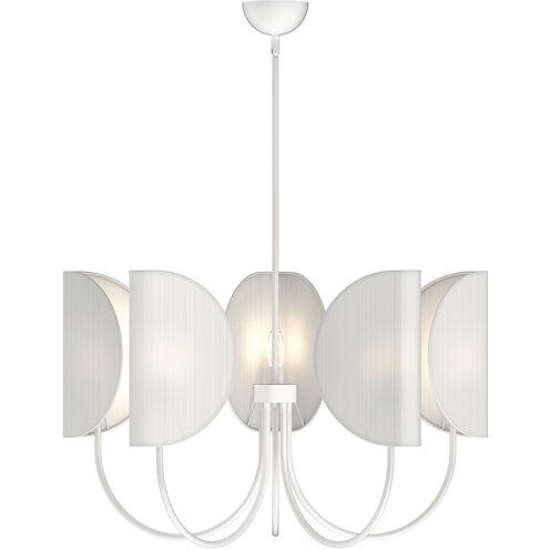 Alora Mood Issa 32 inch Matte White Chandelier Ceiling Light in White and White Cotton Fabric