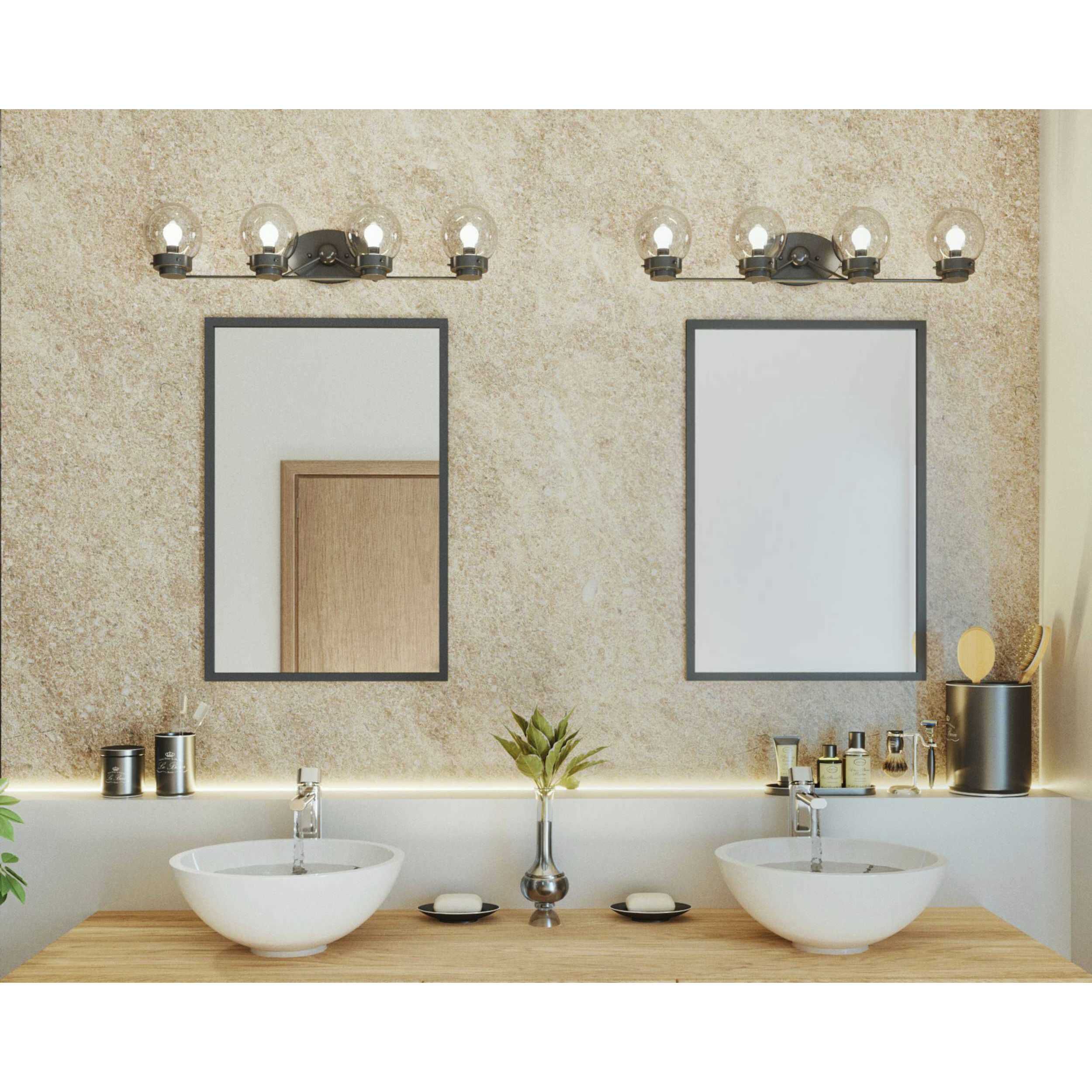 Spatial 4 Light 31 inch Matte Black Bath Vanity Wall Light, Design Series
