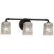Veneto Luce 3 Light 24.25 inch Matte Black Bath Bar Wall Light in Clear Textured (Veneto Luce), Square with Rippled Rim, Incandescent, Square w/ Rippled Rim