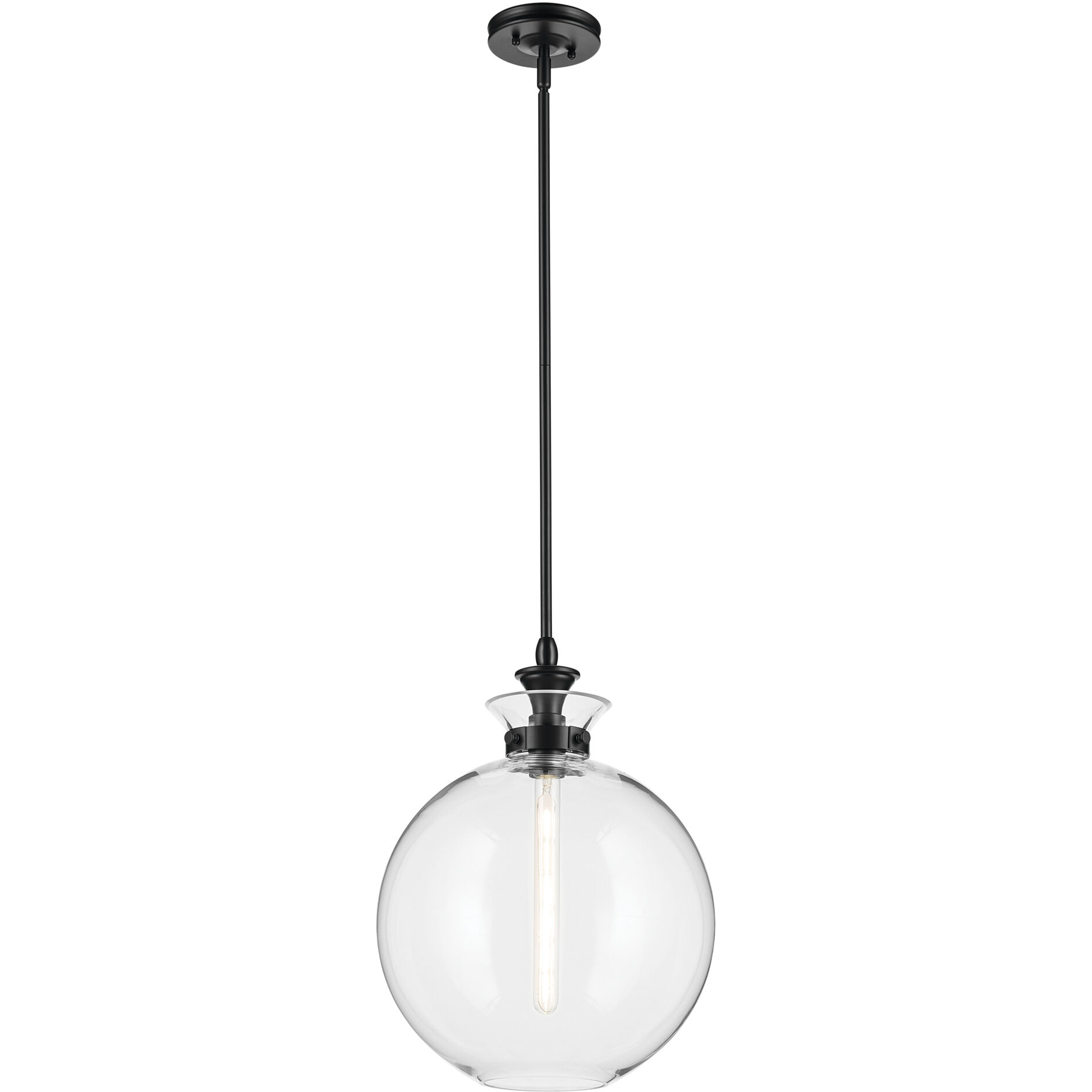 Laria 1 Light Black Pendant Ceiling Light in Clear