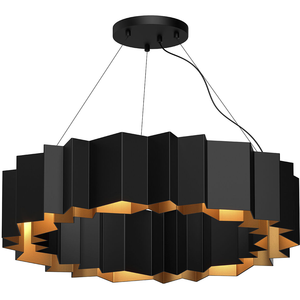 Akira 7 Light 30.13 inch Black/Gold Chandelier Ceiling Light