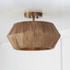 Nadeau 1 Light 15 inch Light Wood and Patinaed Brass Semi-Flush Ceiling Light, Convertible Dual Mount