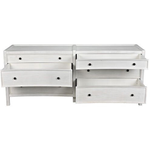 Hampton White Wash Dresser, 6 Drawer