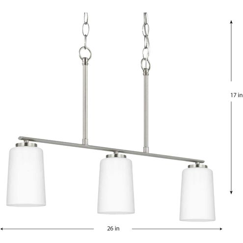 Adley 3 Light 26 inch Brushed Nickel Linear Chandelier Ceiling Light