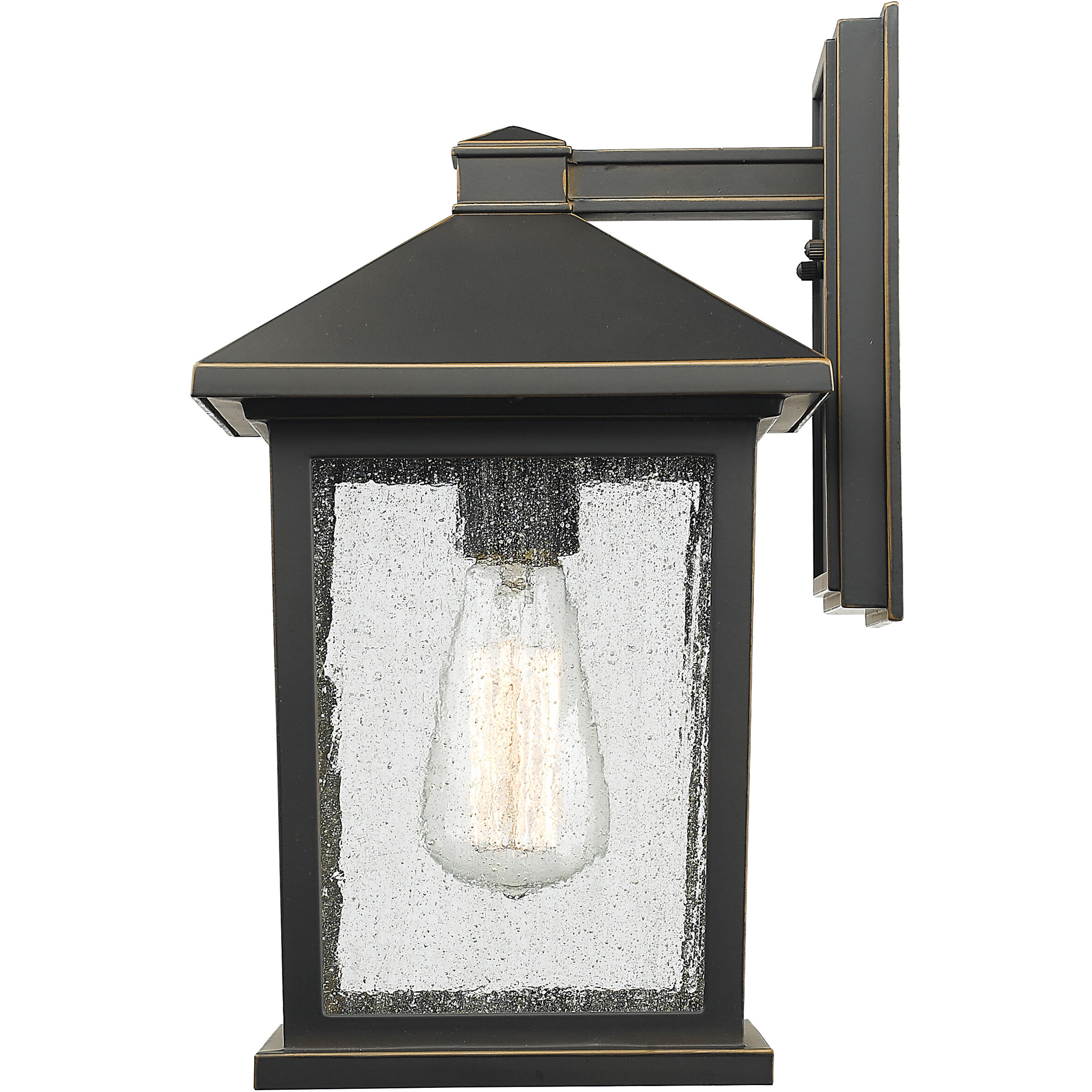 Portland 1 Light 14 inch Oil Rubbed Bronze Outdoor Wall Light in Clear Seedy Glass, 4.24