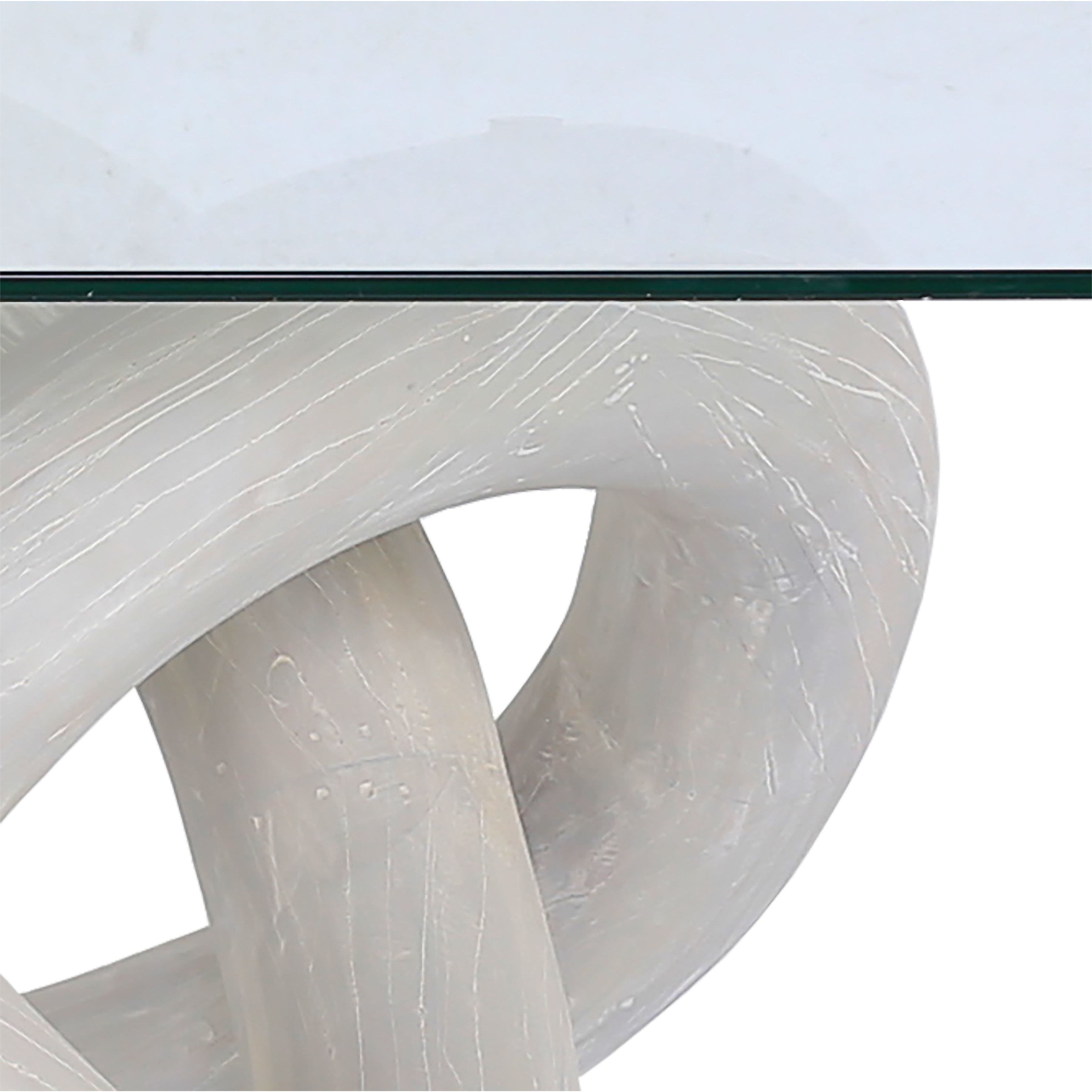 Knotty 36 X 36 inch White with Clear Coffee Table