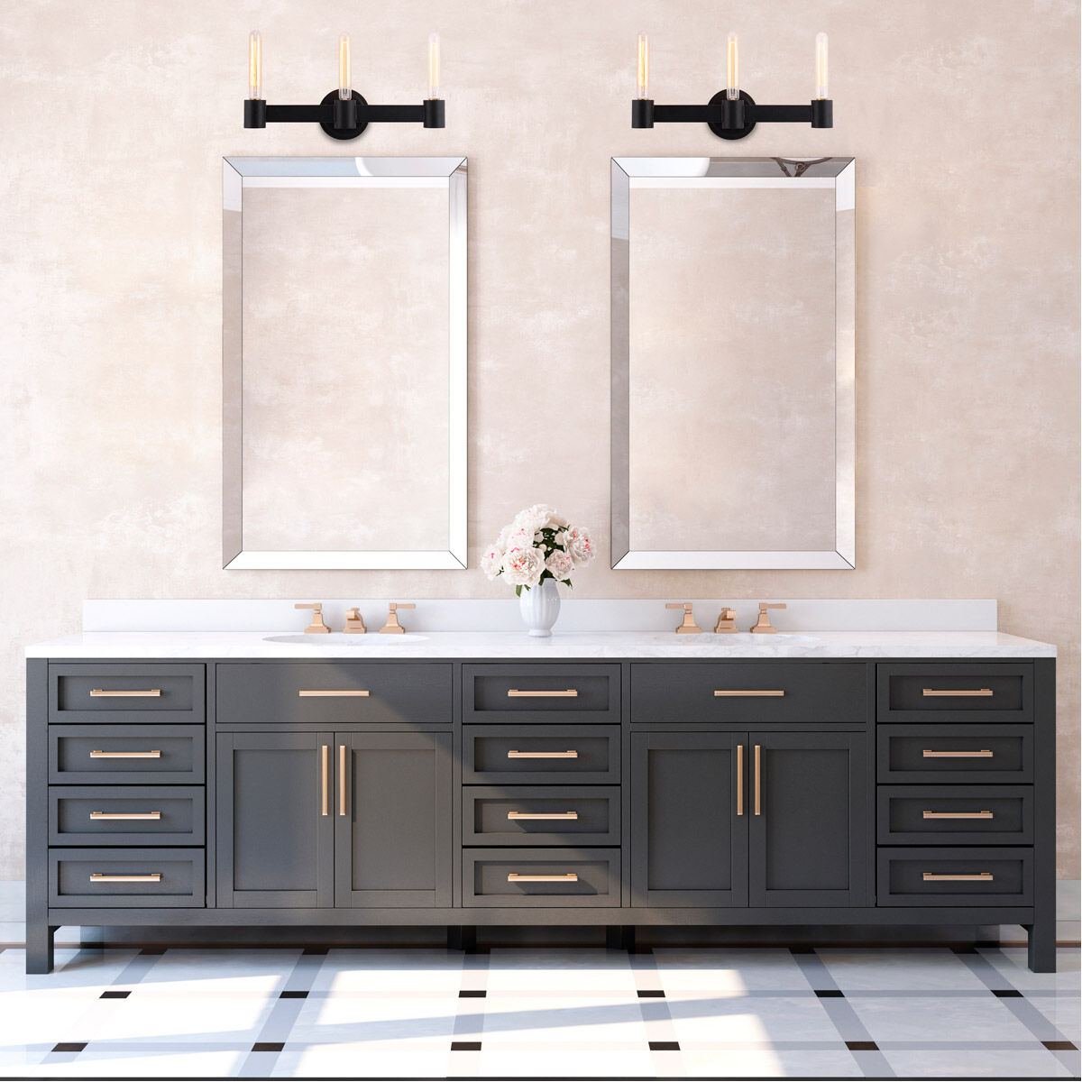 Broyles 3 Light 18.5 inch Matte Black Bath Vanity Wall Light