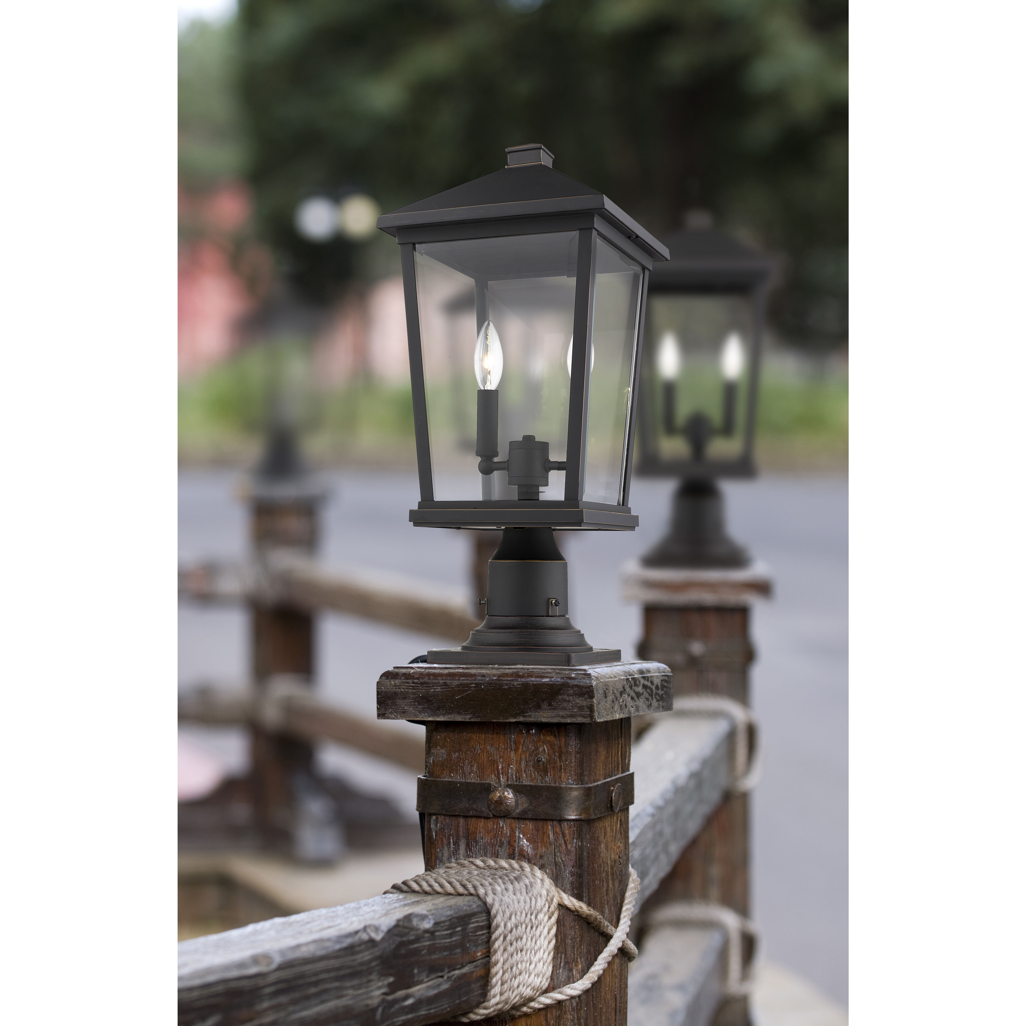 Beacon 2 Light 21.5 inch Oil Rubbed Bronze Outdoor Pier Mounted Fixture in 8.25